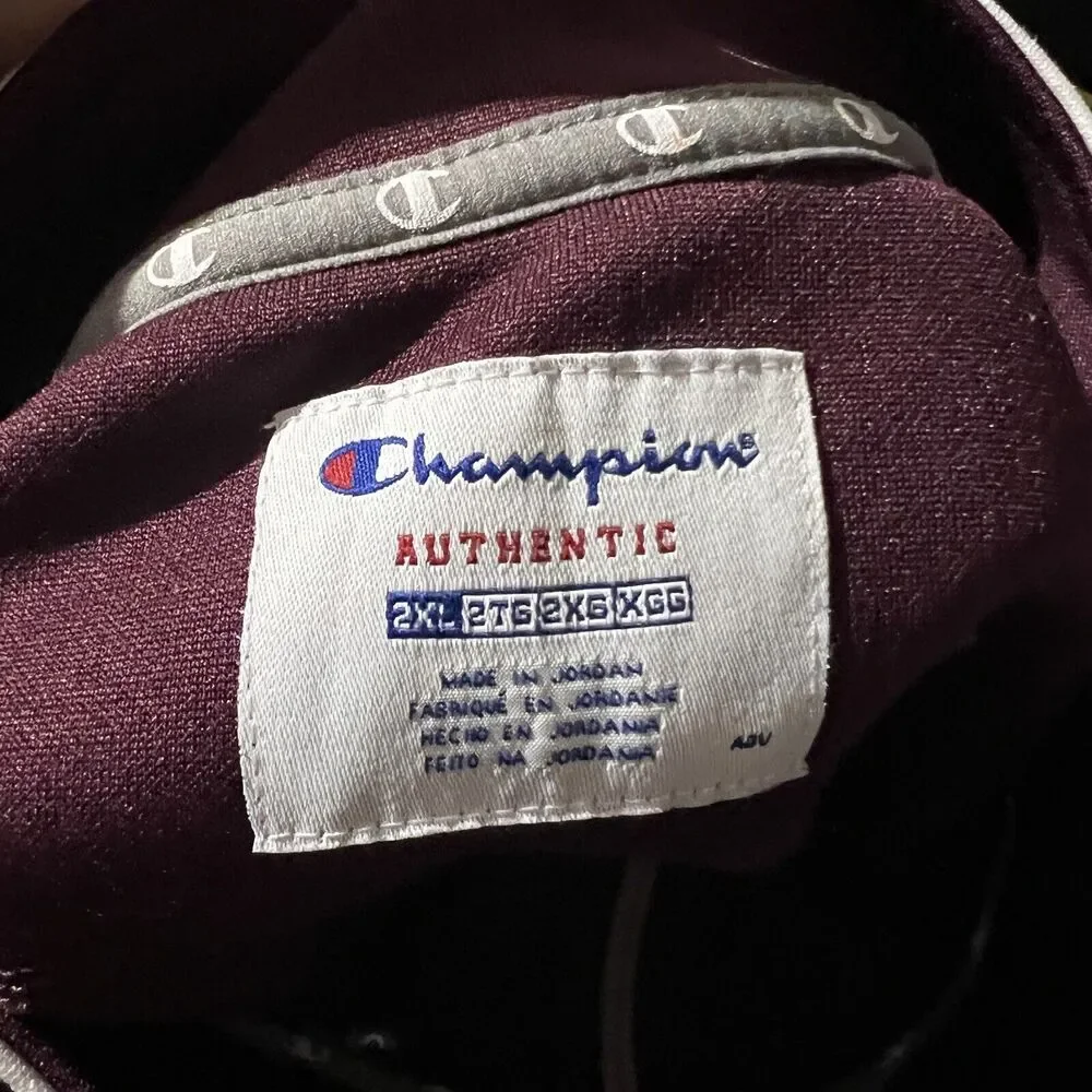 Champion Jacket Men’s‎ 2XL Burgundy Track Logo C Full Zip Athletic Performance